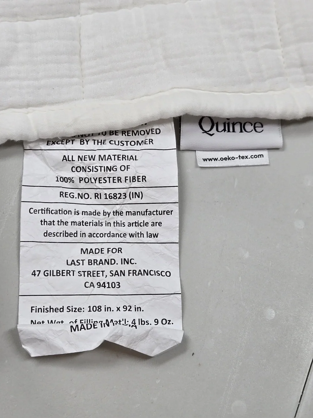 QUINCE Organic Airy Gauze Box Quilt King/Cal King White 0472